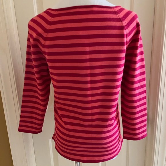 New Talbots Women’s Size Medium Striped Pima Cotton 3/4 Sleeve Sweater - Picture 5 of 13